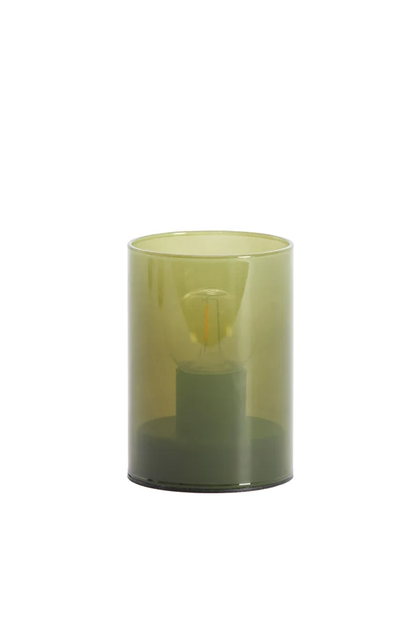 Table lamp LED 7x10 cm VAZOLLA glass milky olive green