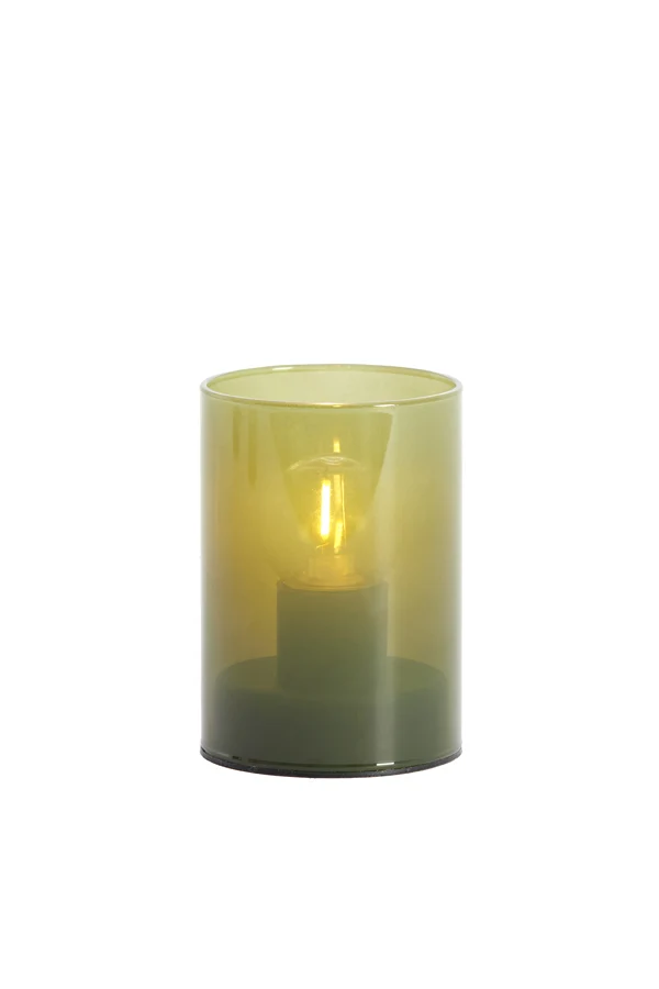Table lamp LED 7x10 cm VAZOLLA glass milky olive green