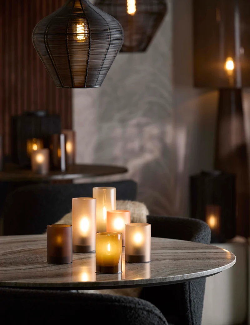 Table lamp LED 7x10 cm VAZOLLA glass matt caramel