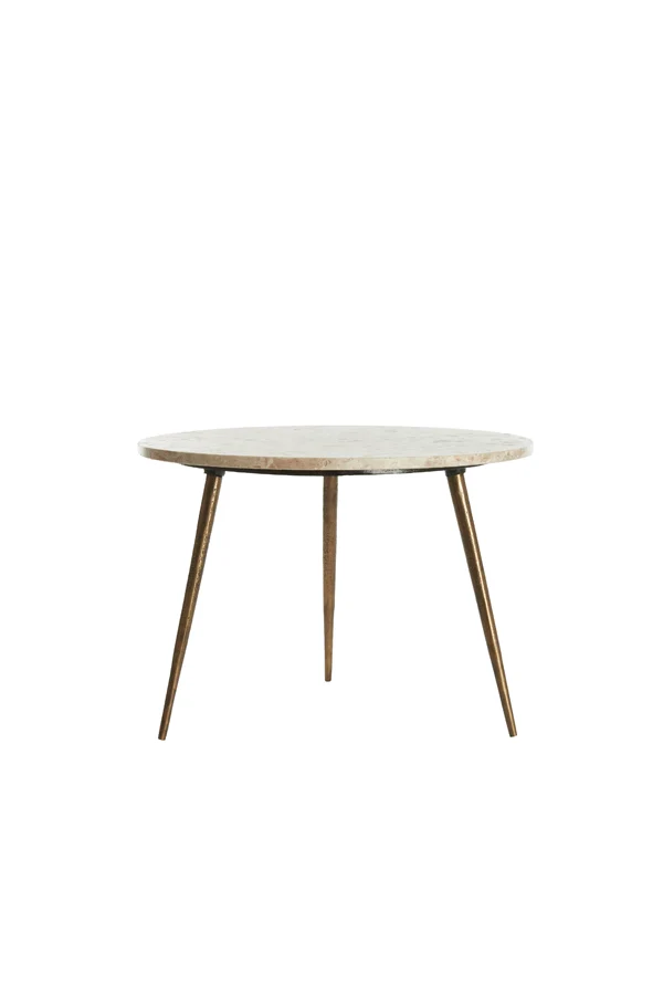 Side table 59x41 cm ZECA taupe marble+antique bronze