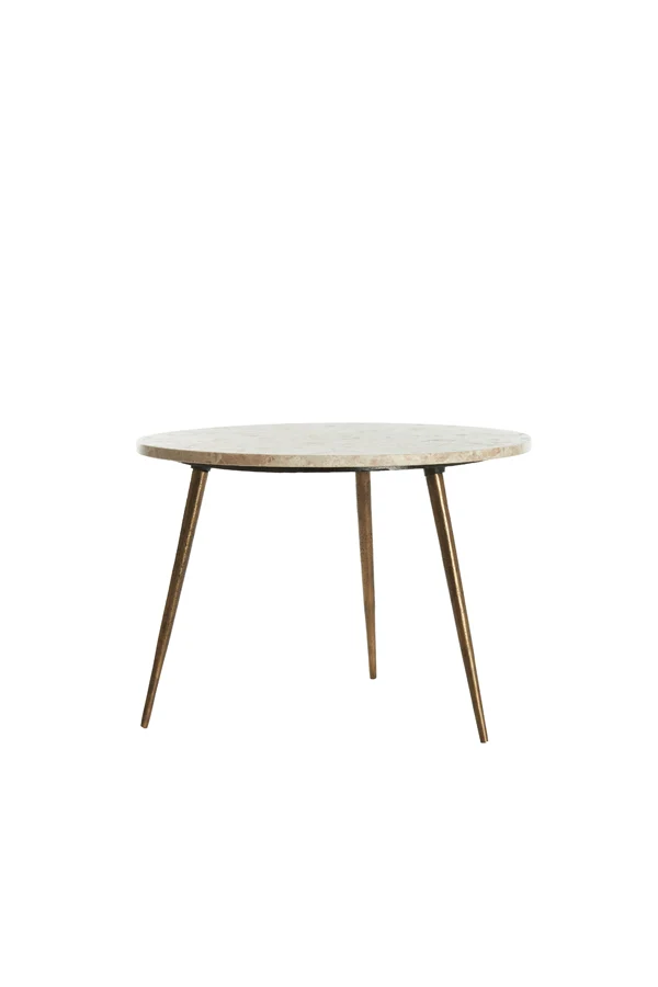 Side table 59x41 cm ZECA taupe marble+antique bronze