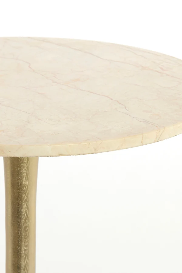 Side table 59x41 cm TOMAR sand-pink marble+light gold