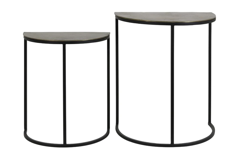 Side table S/2 40,5x23x49+46x30,5x55 cm PETO rw a brz-mt blk