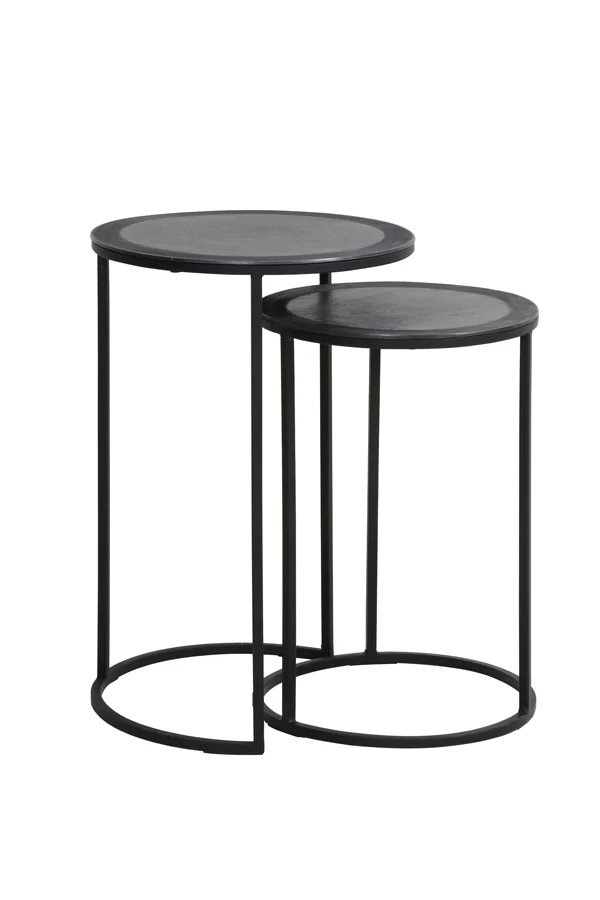 Side table S/2 35x51+40x60 cm TALCA lead antique edge