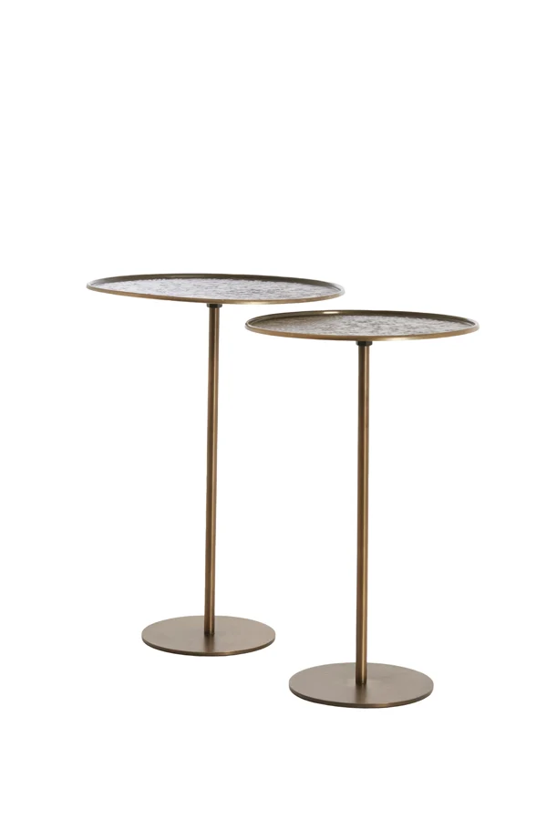 Side table S/2 32x51+38x54 cm LIA dark brown-bronze