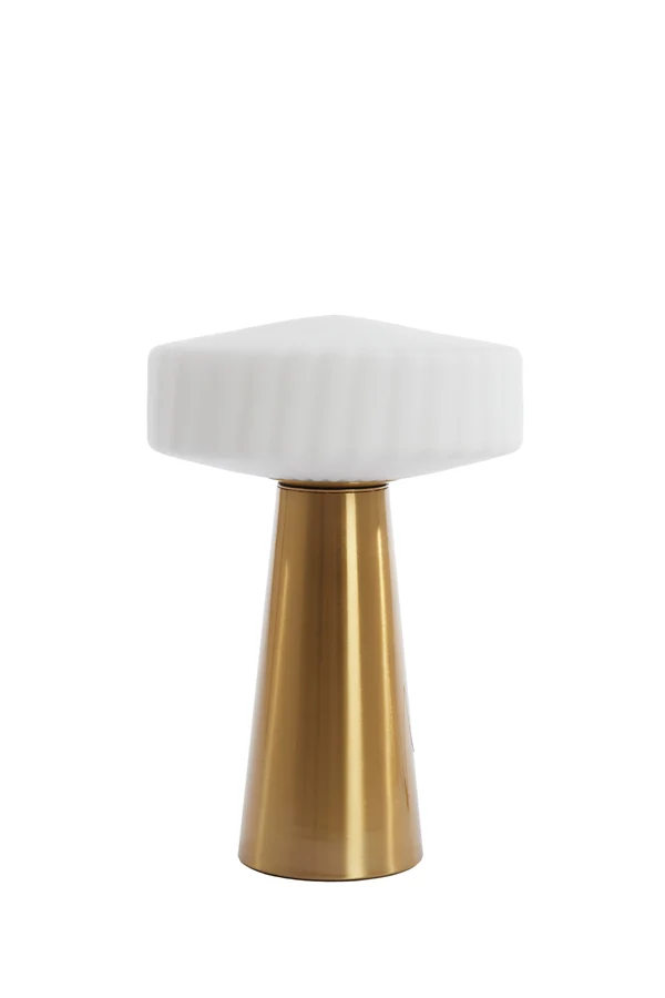 Table lamp 30x45 cm PLEAT glass matt white+gold