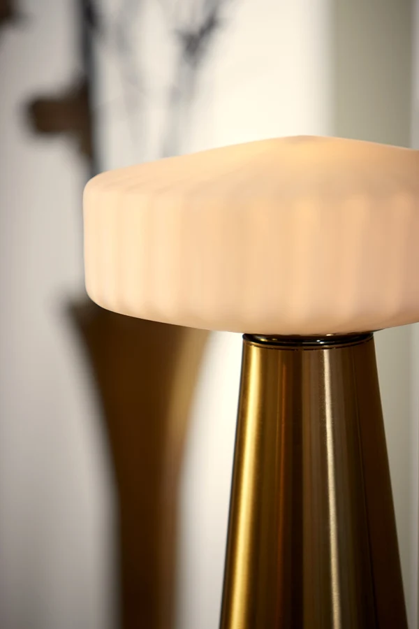 Table lamp 30x45 cm PLEAT glass matt white+gold