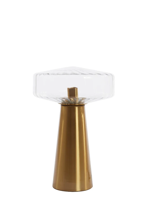 Table lamp 30x45 cm PLEAT glass clear+gold