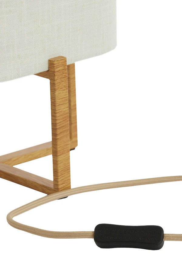 Table lamp 16,5x16,5x39 cm WYN wood prnt natural+linen cream