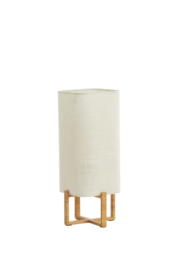 Table lamp 16,5x16,5x39 cm WYN wood prnt natural+linen cream