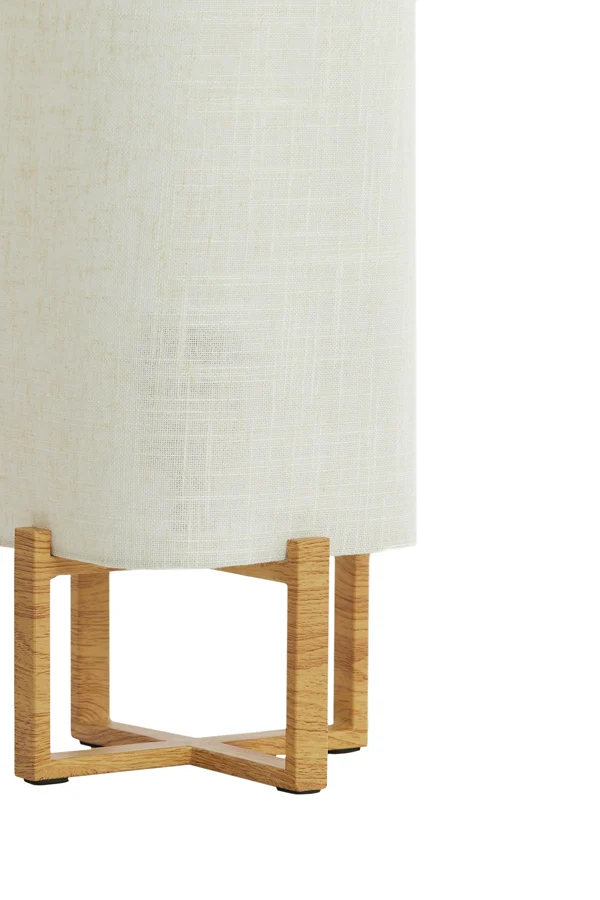 Table lamp 16,5x16,5x39 cm WYN wood prnt natural+linen cream
