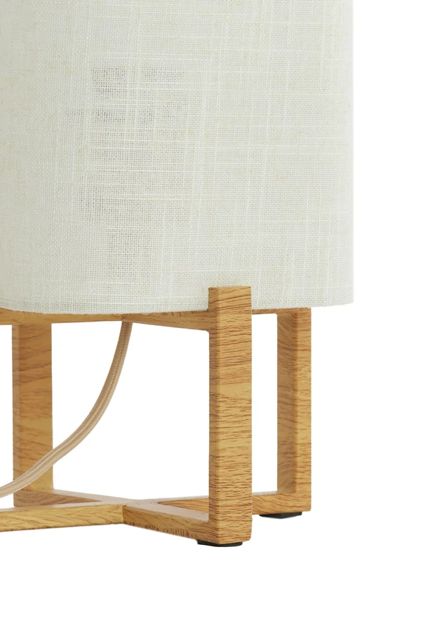Table lamp 16,5x16,5x39 cm WYN wood prnt natural+linen cream