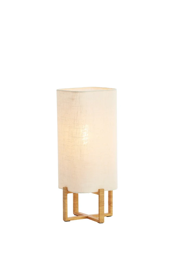 Table lamp 16,5x16,5x39 cm WYN wood prnt natural+linen cream