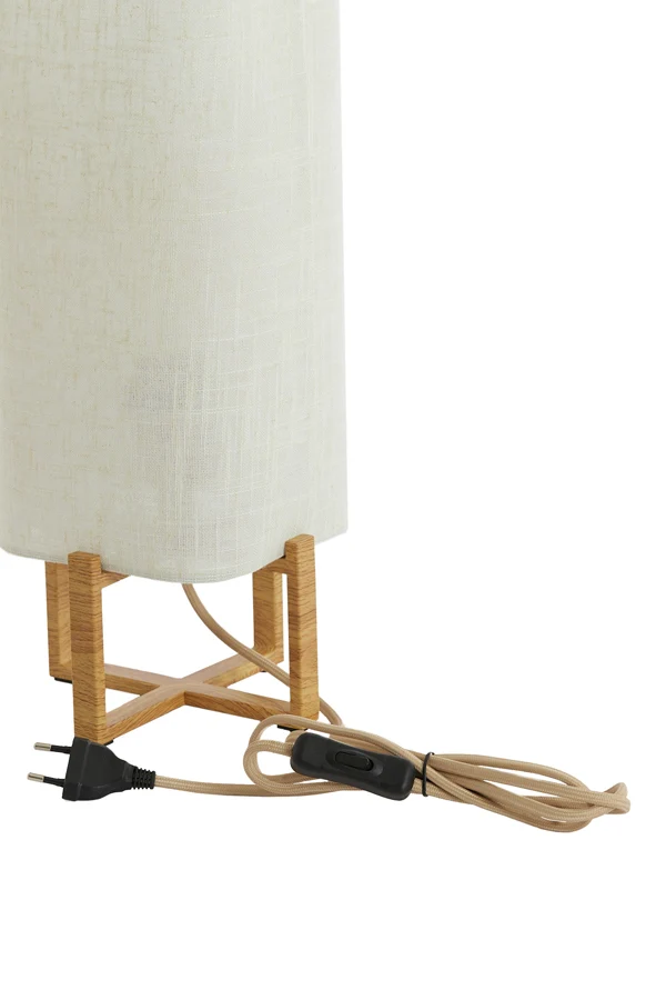 Table lamp 16,5x16,5x39 cm WYN wood prnt natural+linen cream