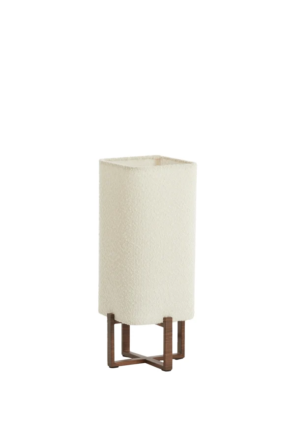 Table lamp 16,5x16,5x39 cm WYN wood prnt d brwn+bouclé cream