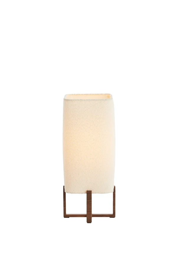 Table lamp 16,5x16,5x39 cm WYN wood prnt d brwn+bouclé cream