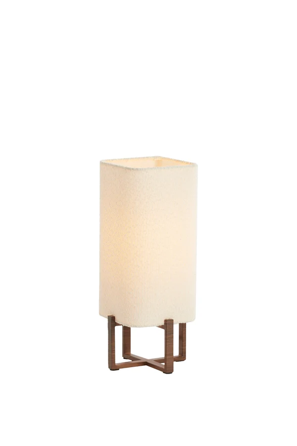Table lamp 16,5x16,5x39 cm WYN wood prnt d brwn+bouclé cream