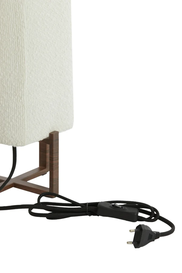 Table lamp 16,5x16,5x39 cm WYN wood prnt d brwn+bouclé cream