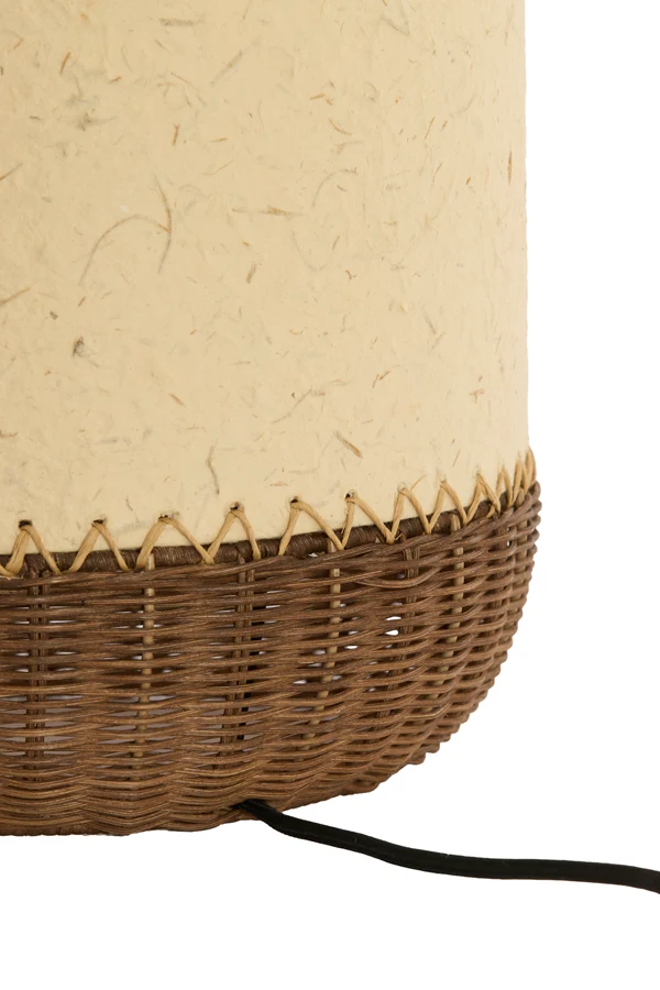 Table lamp 24x36 cm TIO paper beige+rattan dark brown