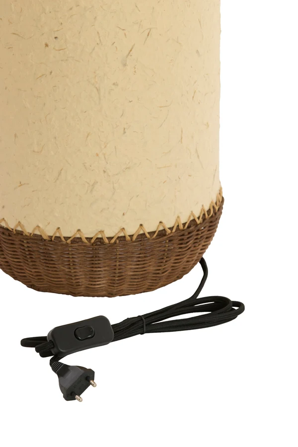 Table lamp 24x36 cm TIO paper beige+rattan dark brown