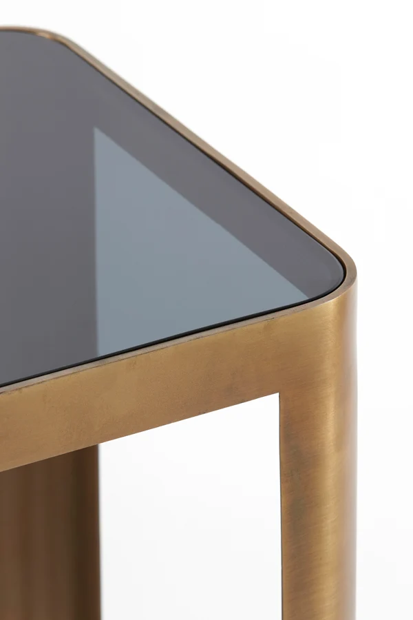 Side table S/2 30x30x40+45x45x50 cm OXE ant. br+smoked gl.