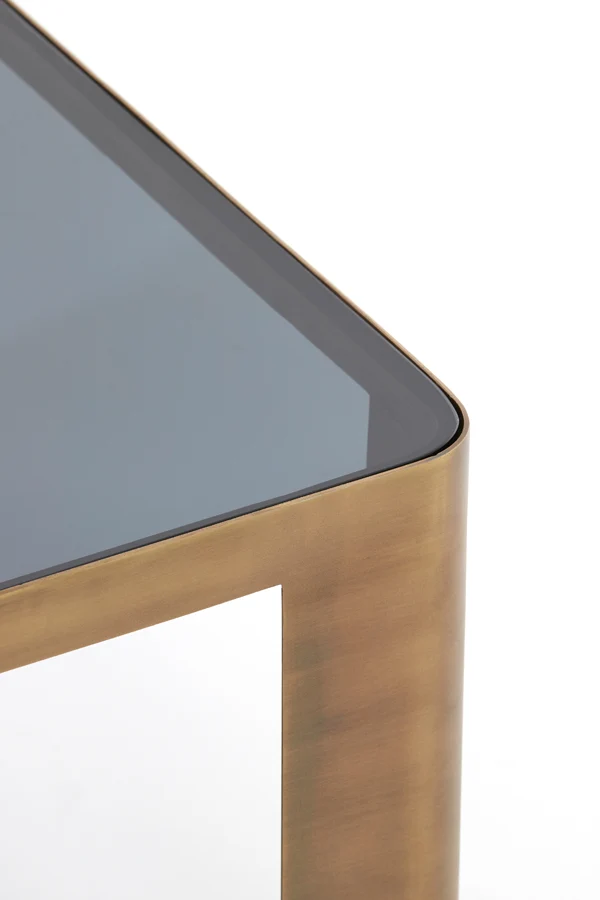 Side table S/2 30x30x40+45x45x50 cm OXE ant. br+smoked gl.