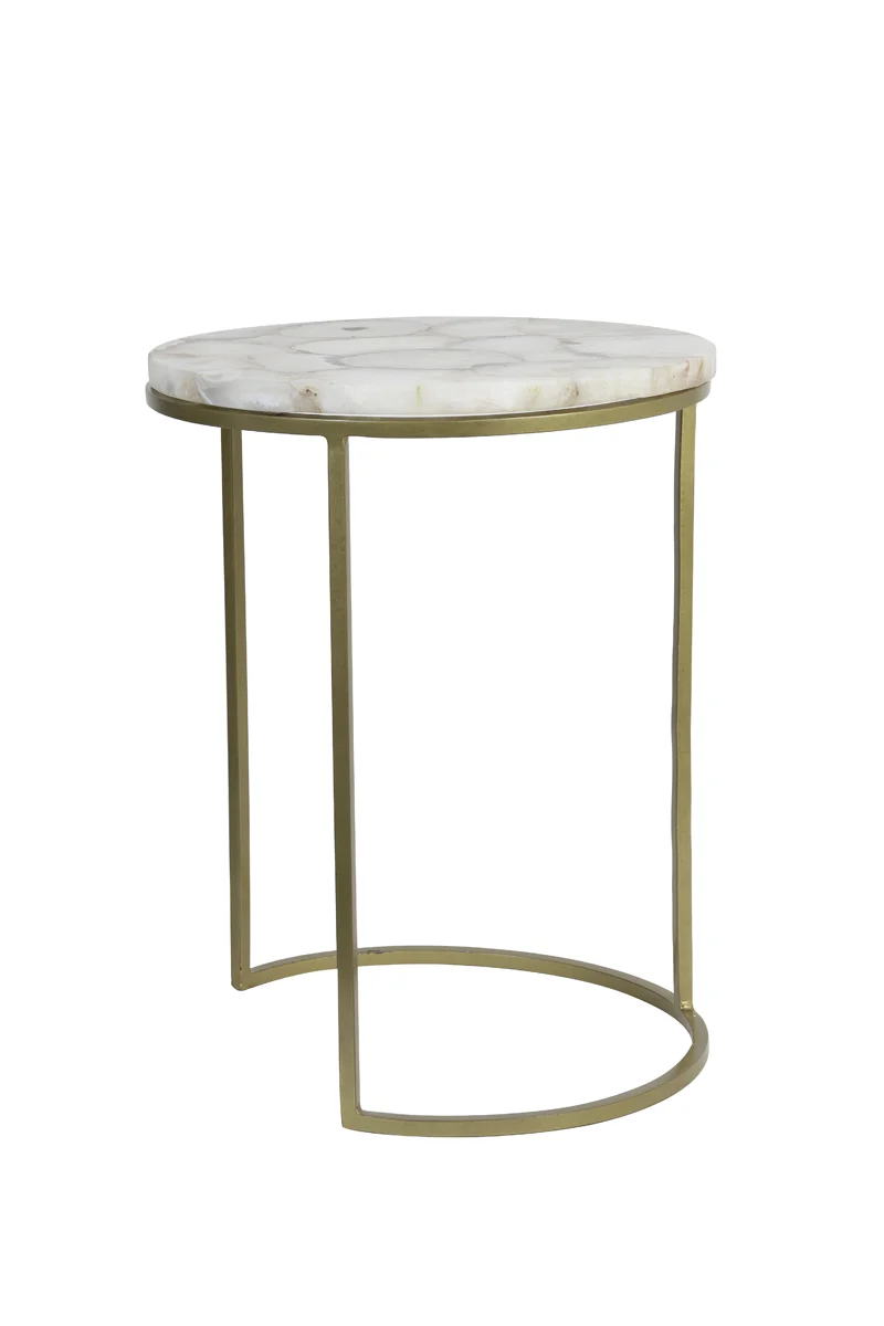 Side table S/2 28x42+41x50 cm AXAT agate antique bronze