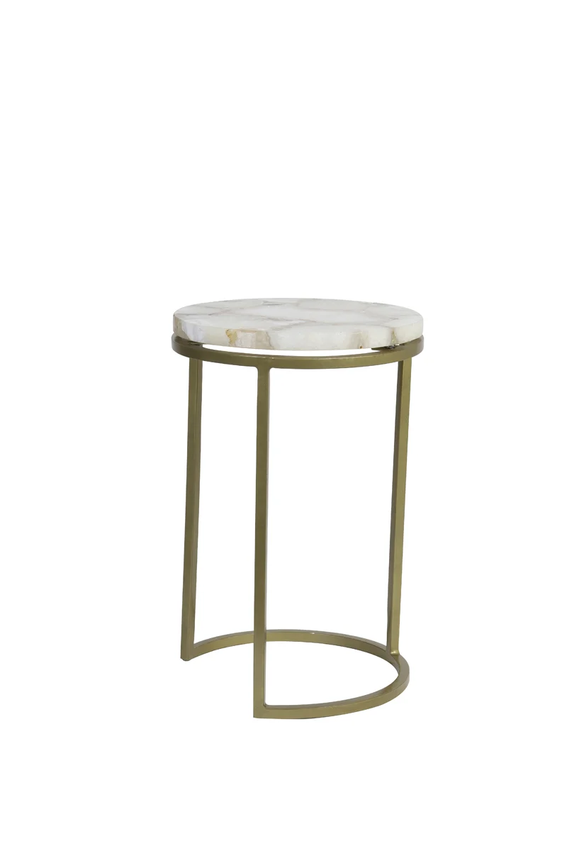 Side table S/2 28x42+41x50 cm AXAT agate antique bronze