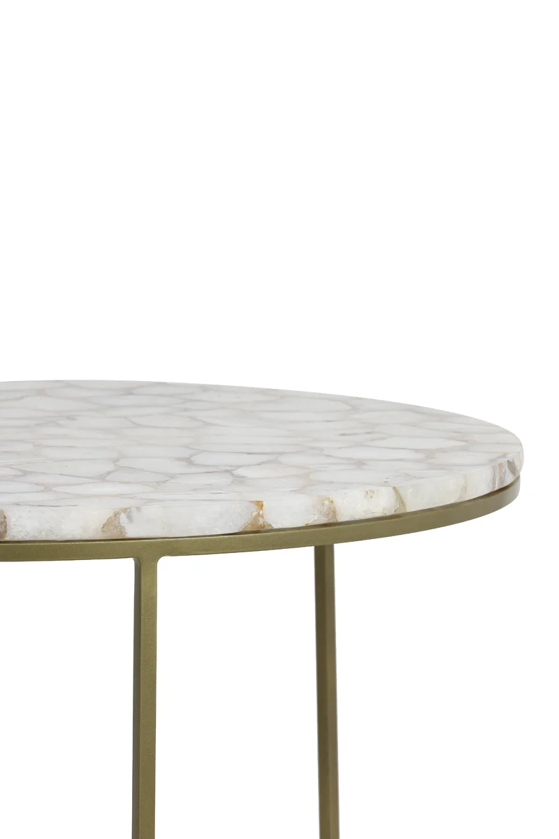 Side table S/2 28x42+41x50 cm AXAT agate antique bronze