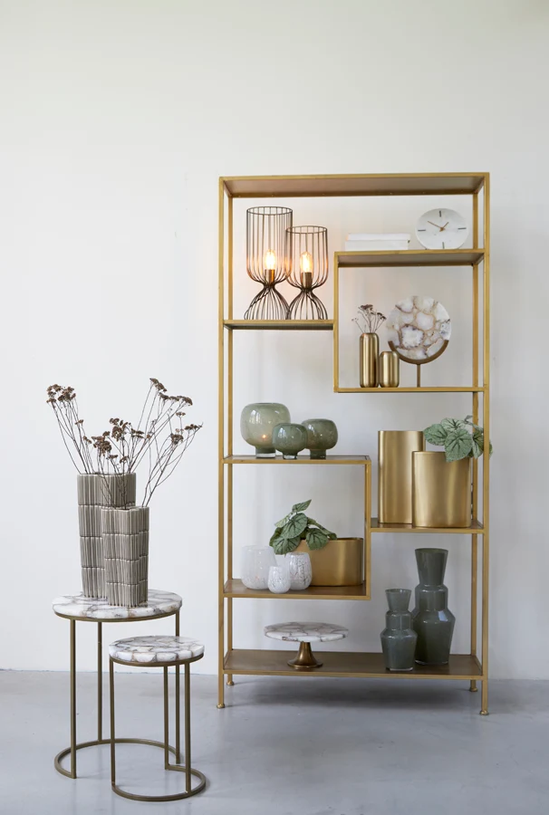 Side table S/2 28x42+41x50 cm AXAT agate antique bronze