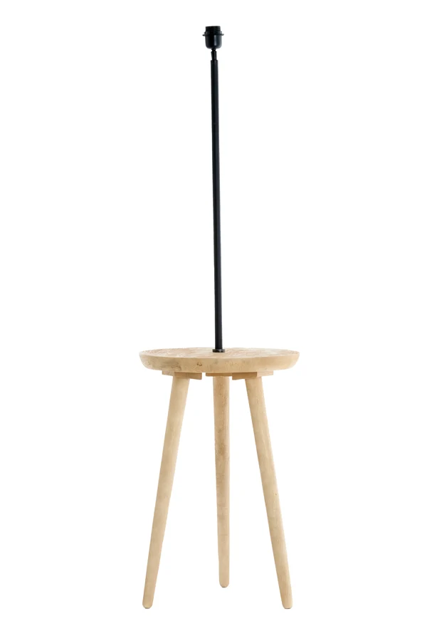 Side table+floor lamp 40x135 cm TOLFA wood natural+m black