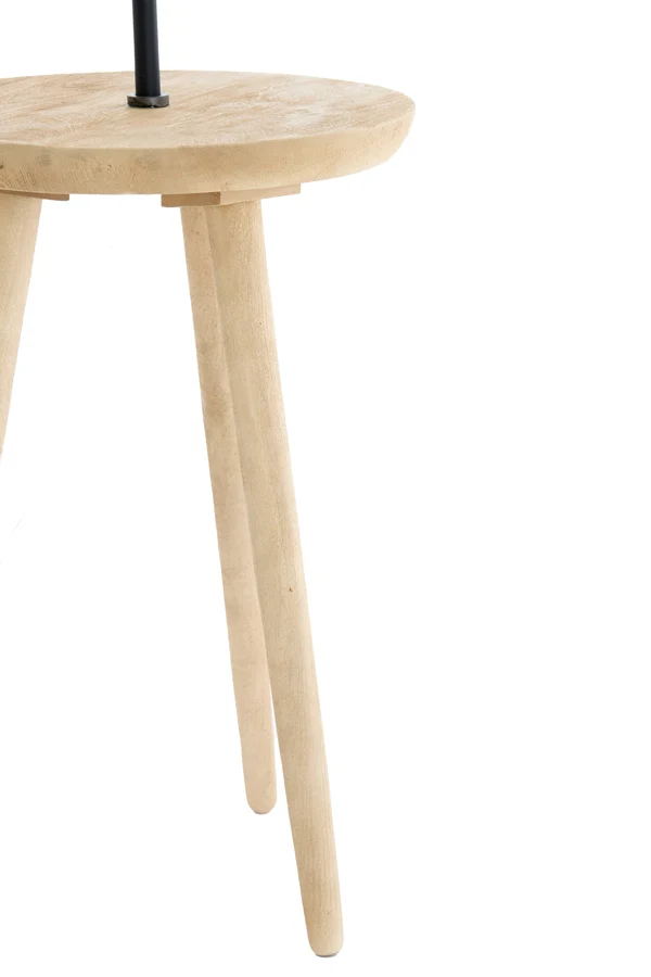 Side table+floor lamp 40x135 cm TOLFA wood natural+m black