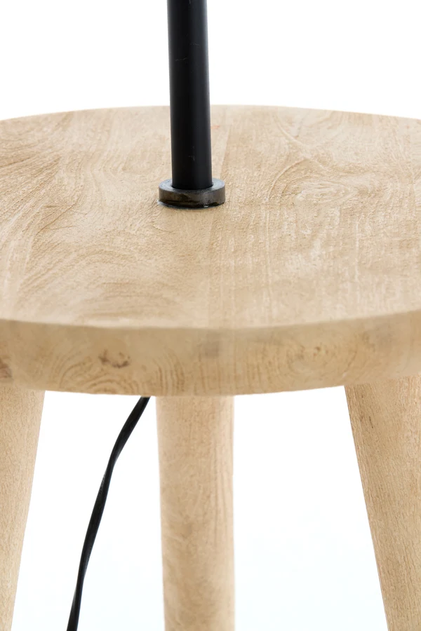 Side table+floor lamp 40x135 cm TOLFA wood natural+m black