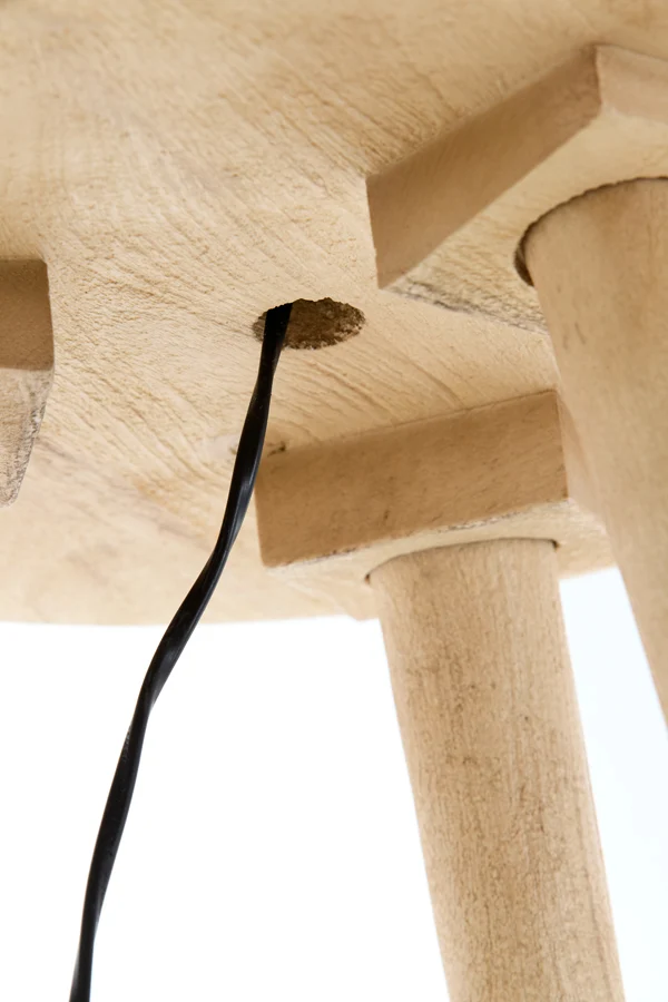 Side table+floor lamp 40x135 cm TOLFA wood natural+m black