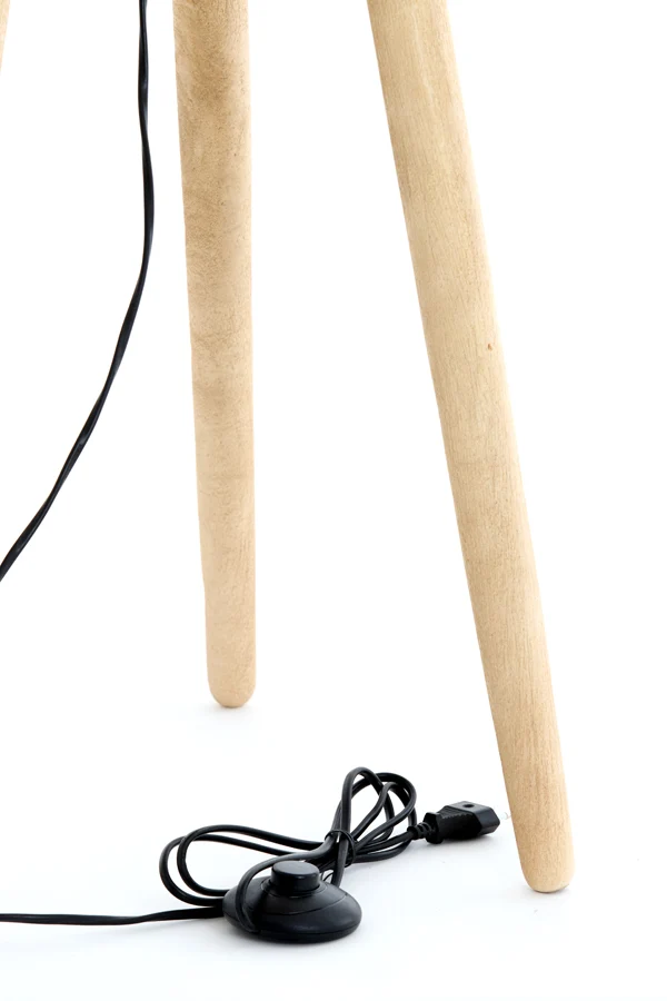 Side table+floor lamp 40x135 cm TOLFA wood natural+m black