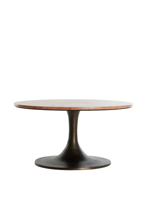 Side table 75x38 cm DOLIN red travertine+dark brown
