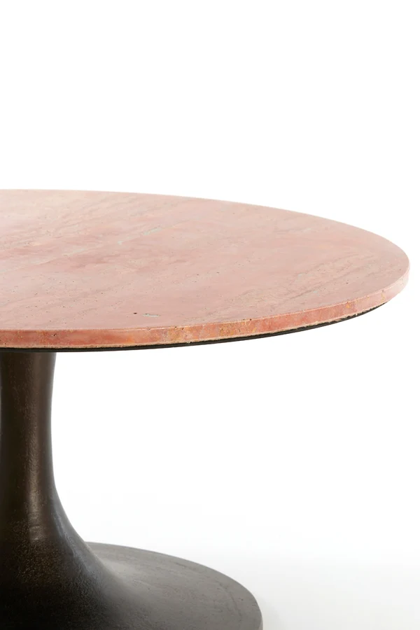 Side table 75x38 cm DOLIN red travertine+dark brown