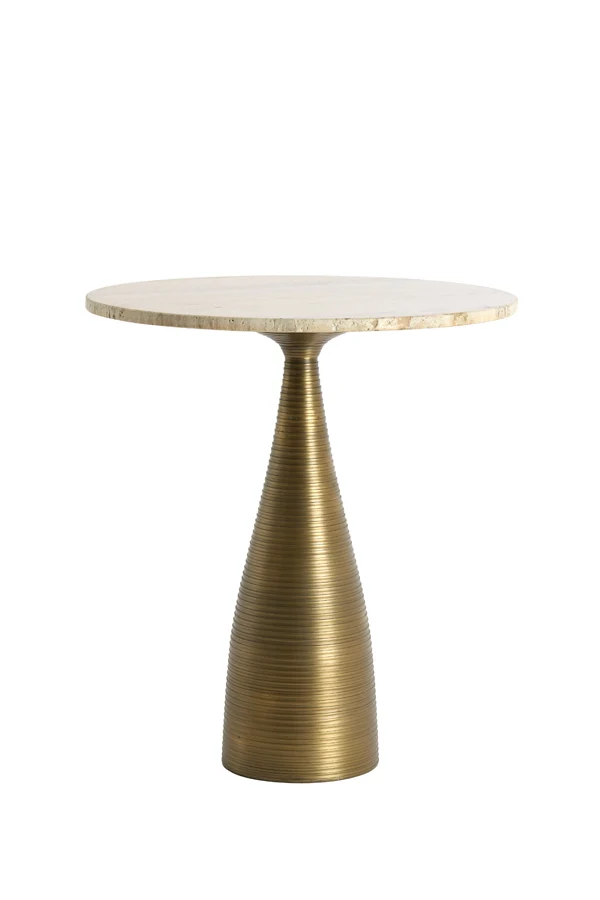 Side table 52x58 cm BAHIA sand travertine+antique bronze