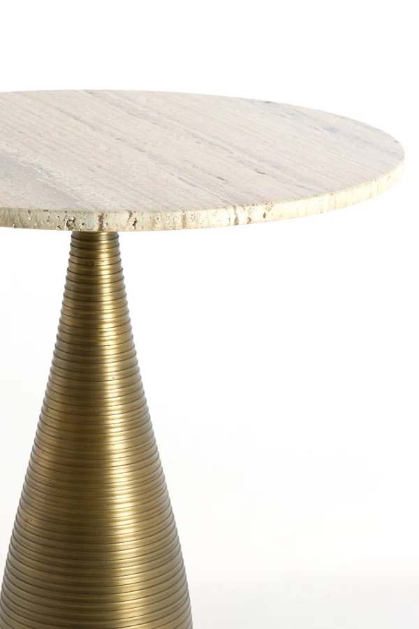Side table 52x58 cm BAHIA sand travertine+antique bronze
