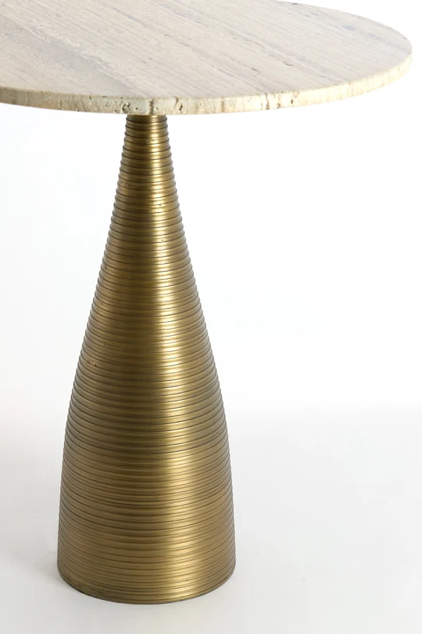 Side table 52x58 cm BAHIA sand travertine+antique bronze