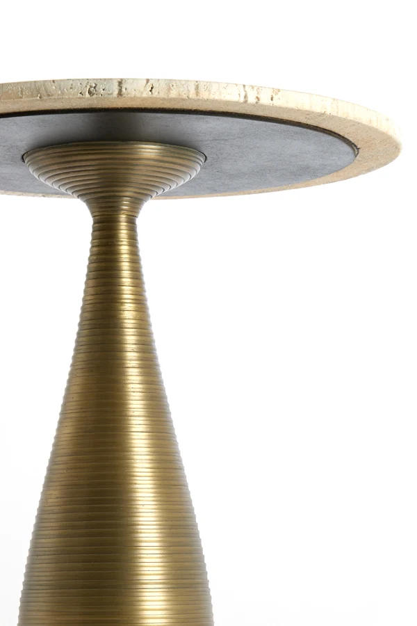 Side table 52x58 cm BAHIA sand travertine+antique bronze