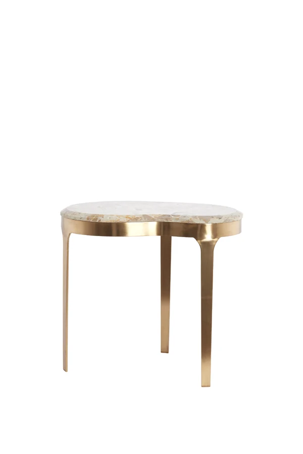 Side table 51x38x48 cm GIULIO marble taupe+antique bronze