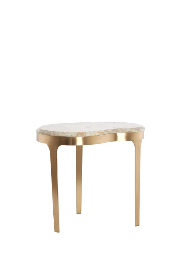 Side table 51x38x48 cm GIULIO marble taupe+antique bronze