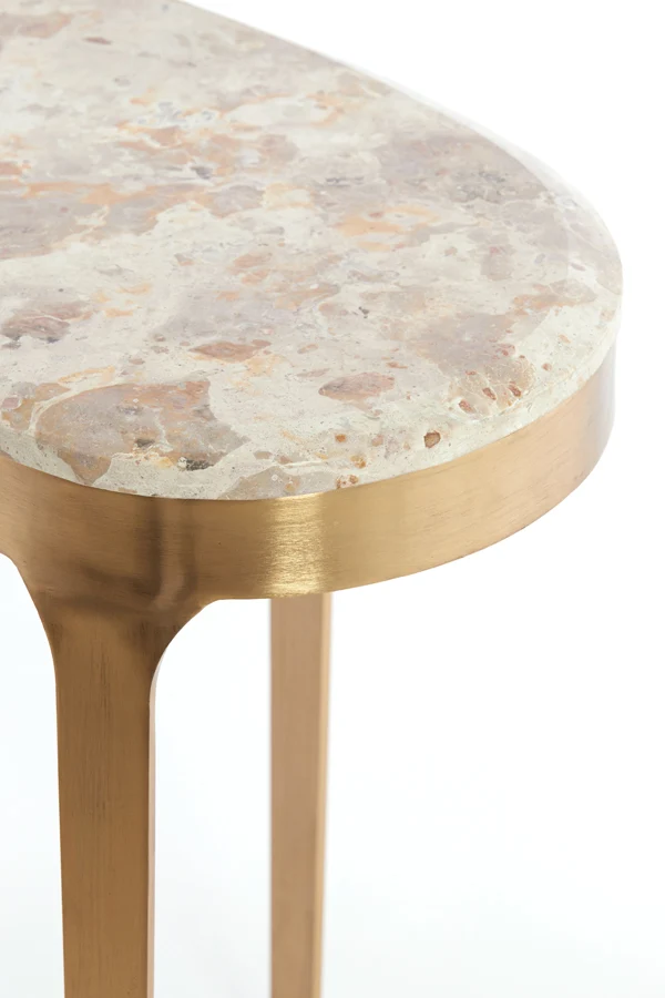 Side table 51x38x48 cm GIULIO marble taupe+antique bronze
