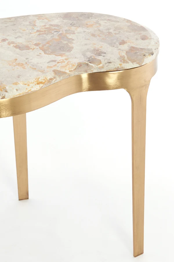Side table 51x38x48 cm GIULIO marble taupe+antique bronze