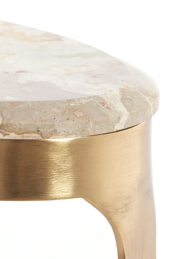Side table 51x38x48 cm GIULIO marble taupe+antique bronze