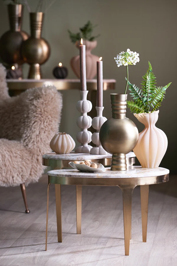 Side table 51x38x48 cm GIULIO marble taupe+antique bronze