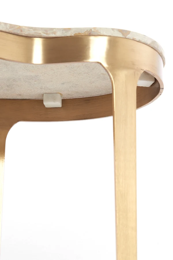 Side table 51x38x48 cm GIULIO marble taupe+antique bronze