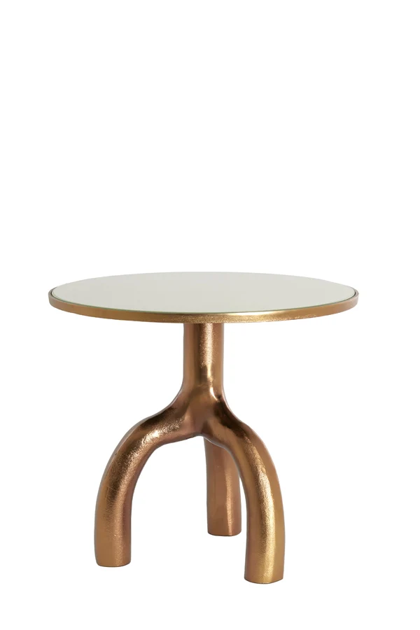Side table 50,5x45,5 cm MELLO shiny brw bronze+glass taupe
