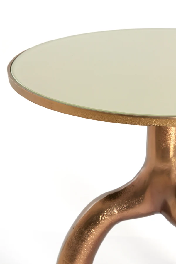 Side table 50,5x45,5 cm MELLO shiny brw bronze+glass taupe